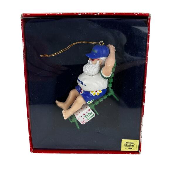 Seattle Seahawks Vintage Russ Christmas Ornament Santa Sunbathing Lounging 7485 - Picture 1 of 6